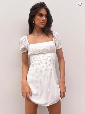 Princess Polly White Puff-Sleeve Corset Lace-Up Mini Dress
